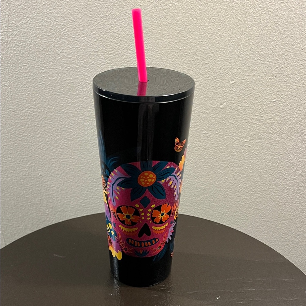 NWT Starbucks Halloween Skull Tumbler Black